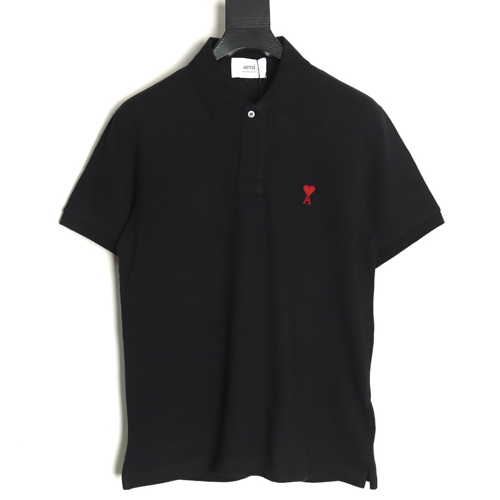 Ami Paris love embroidered Polo short sleeves TSK2