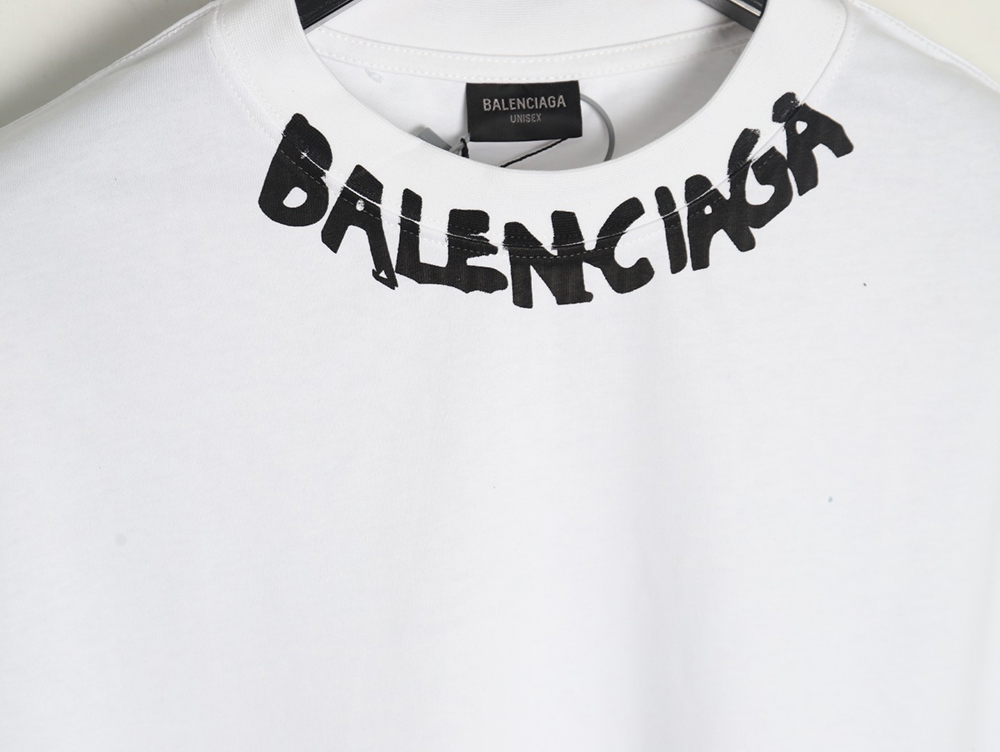 Ba*len*cia*ga neck lettering short sleeve t-shirt