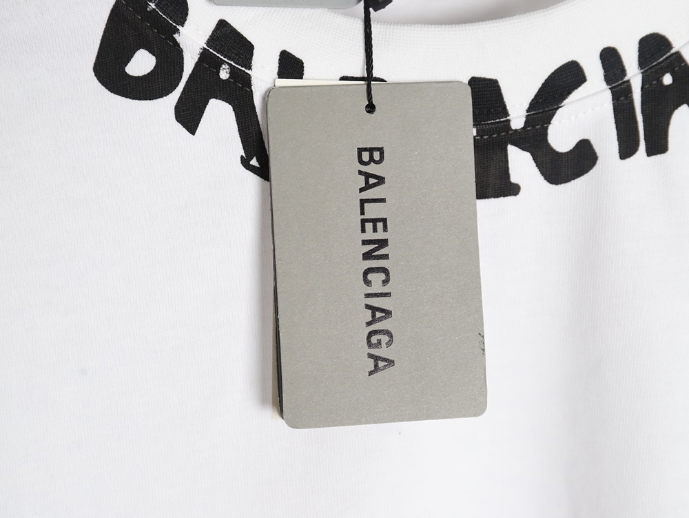 Ba*len*cia*ga neck lettering short sleeve t-shirt