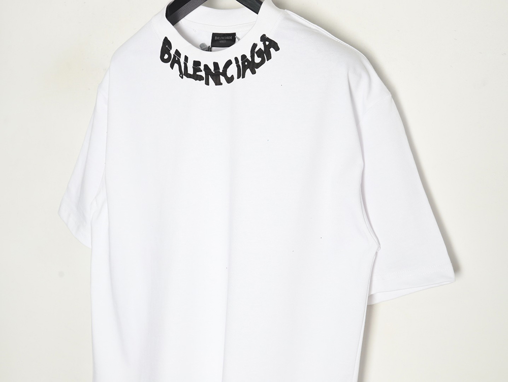 Ba*len*cia*ga neck lettering short sleeve t-shirt