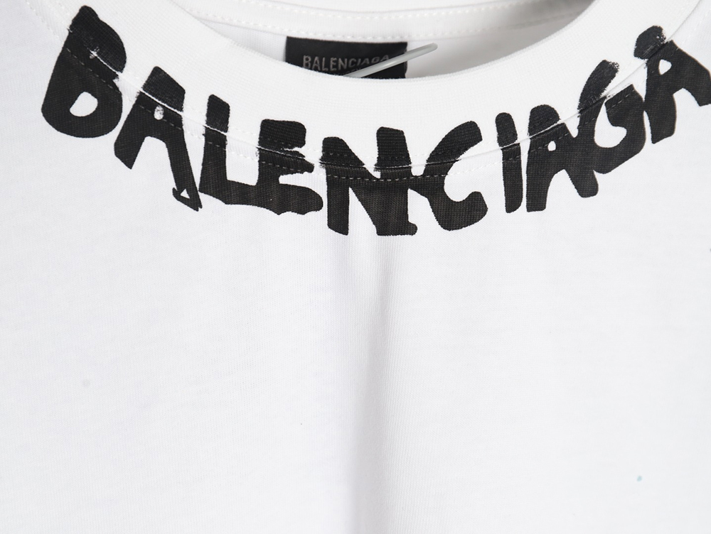 Ba*len*cia*ga neck lettering short sleeve t-shirt