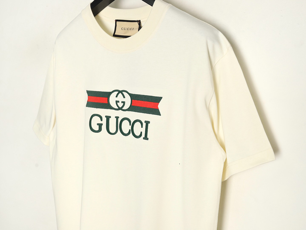 G*u*i double g stripe embroidered short sleeves