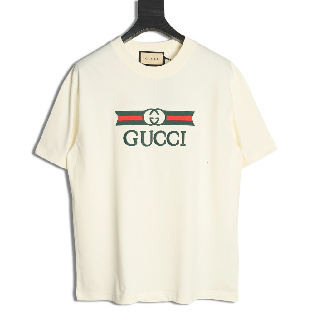 G*u*i double g stripe embroidered short sleeves