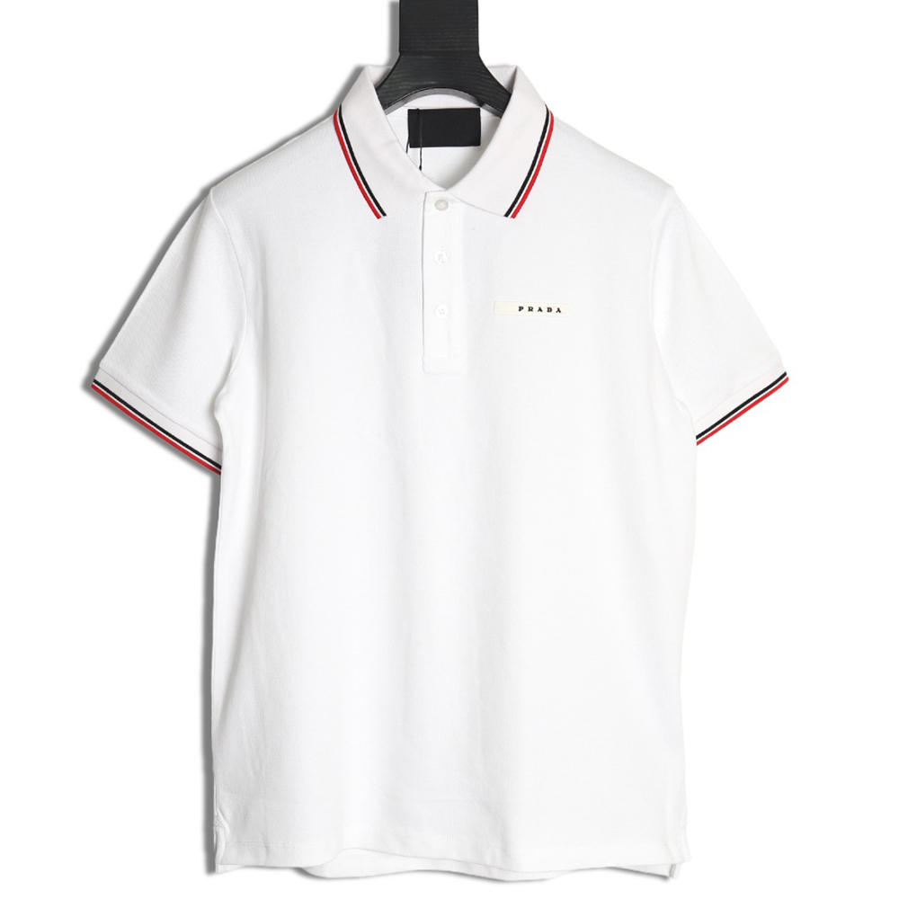 Pra*a pocket silicone trim short sleeve polo shirt
