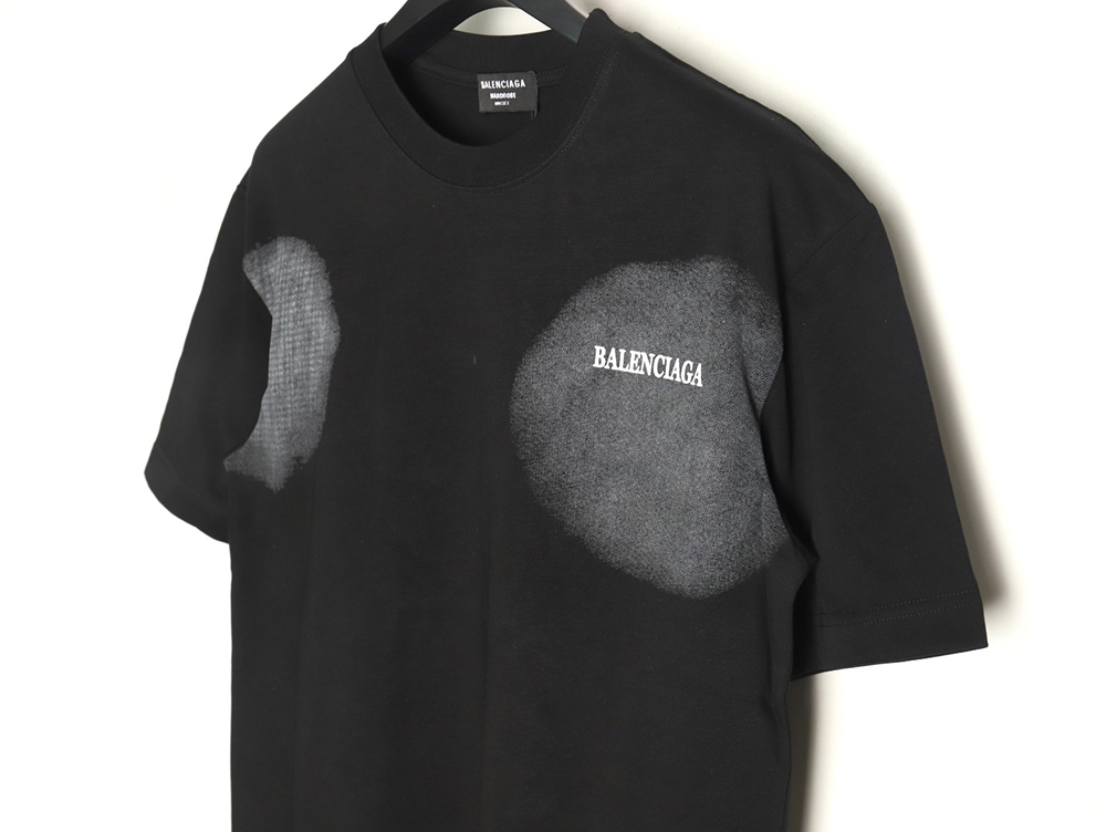 Ba*len*cia*ga back mottled multi-line lettering short sleeves tsk1