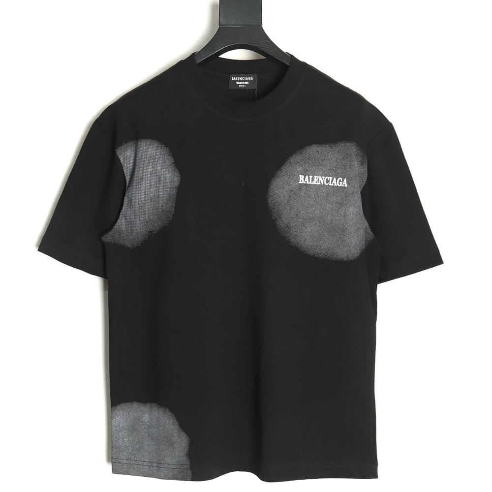 Ba*len*cia*ga back mottled multi-line lettering short sleeves tsk1