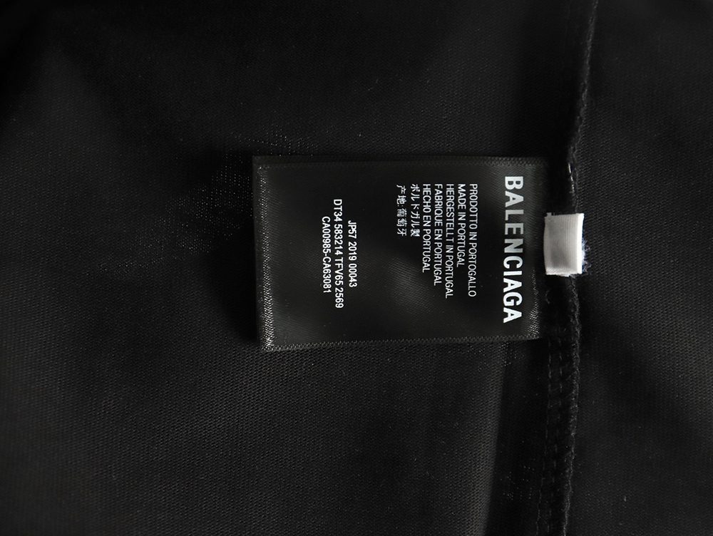 Ba*len*cia*ga back mottled multi-line lettering short sleeves tsk1