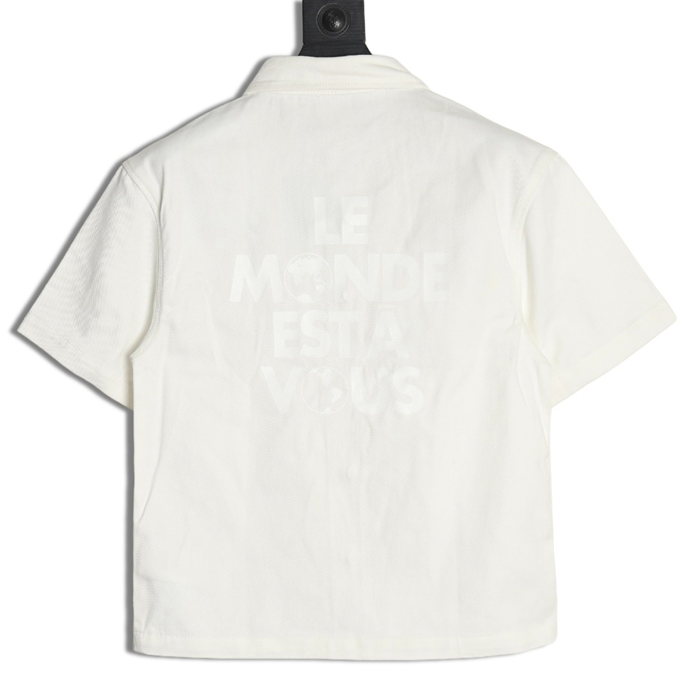 l0*is V*t0n leather label pocket short sleeve denim shirt