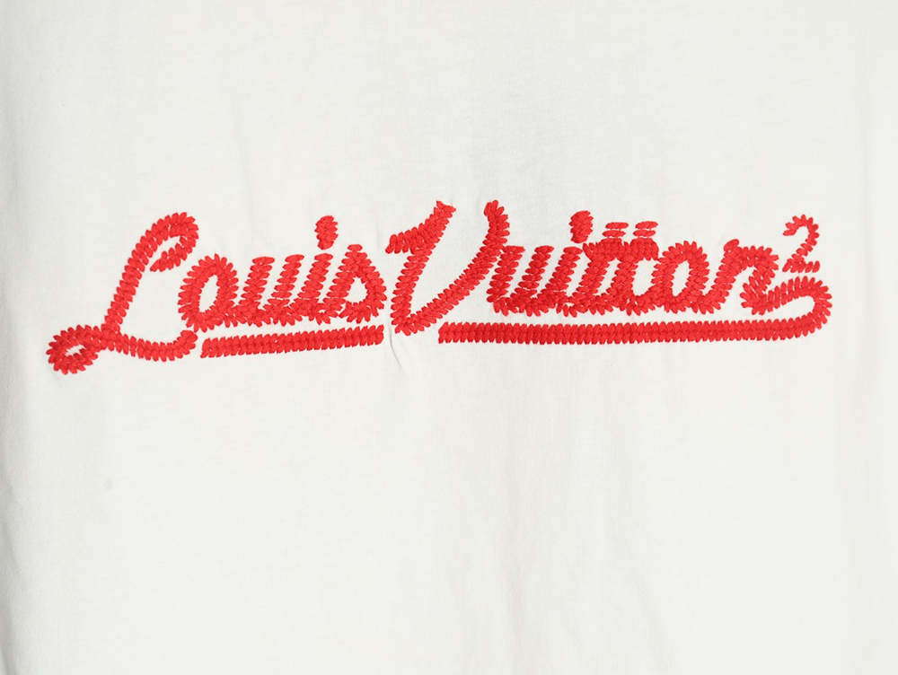 l0*is V*t0n red letter embroidered round neck short-sleeved t-shirt