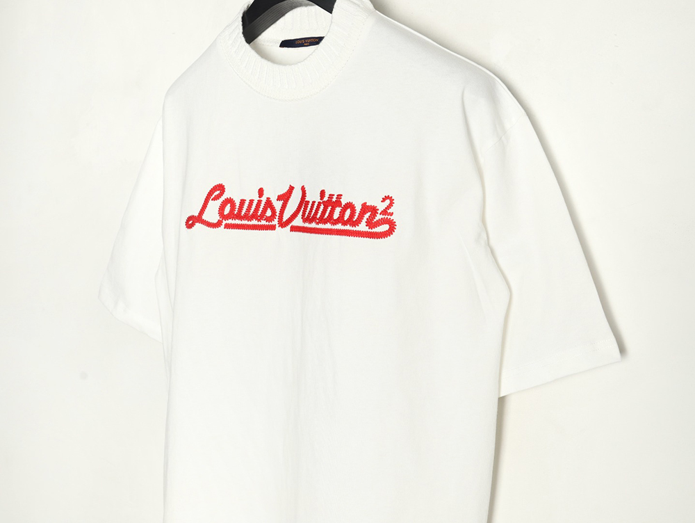 l0*is V*t0n red letter embroidered round neck short-sleeved t-shirt