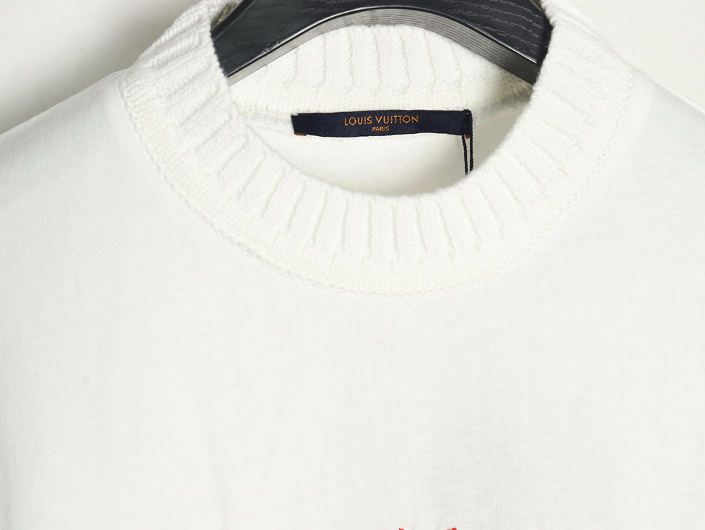 l0*is V*t0n red letter embroidered round neck short-sleeved t-shirt