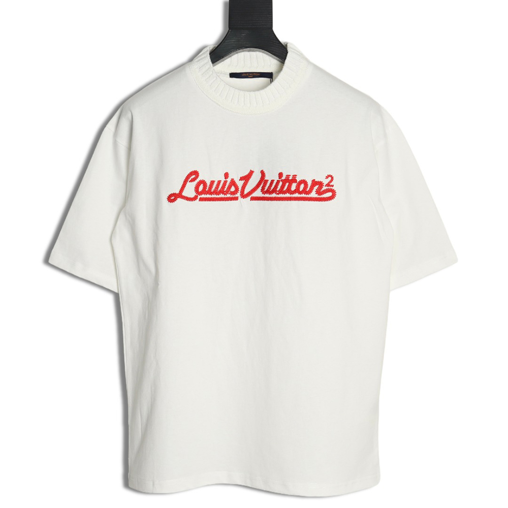 l0*is V*t0n red letter embroidered round neck short-sleeved t-shirt