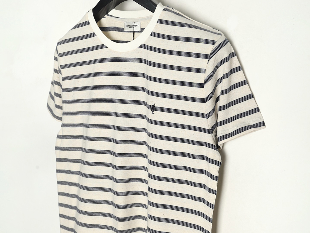 Sa**t Lau*nt black and white striped short-sleeved t-shirt