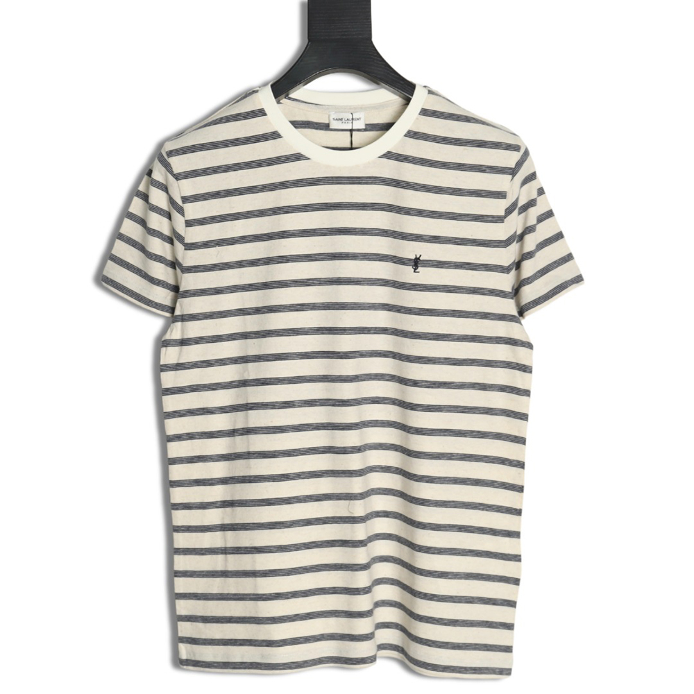 Sa**t Lau*nt black and white striped short-sleeved t-shirt