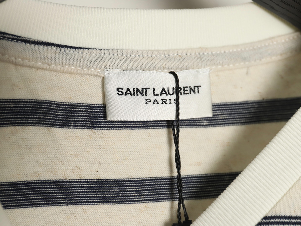 Sa**t Lau*nt black and white striped short-sleeved t-shirt