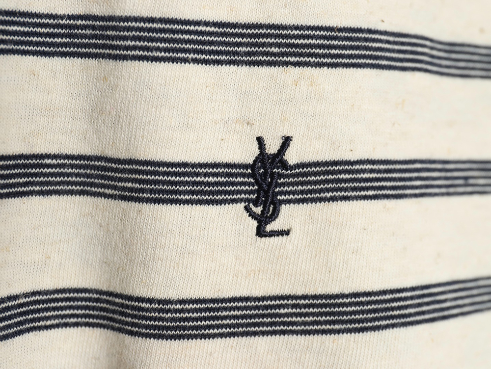 Sa**t Lau*nt black and white striped short-sleeved t-shirt