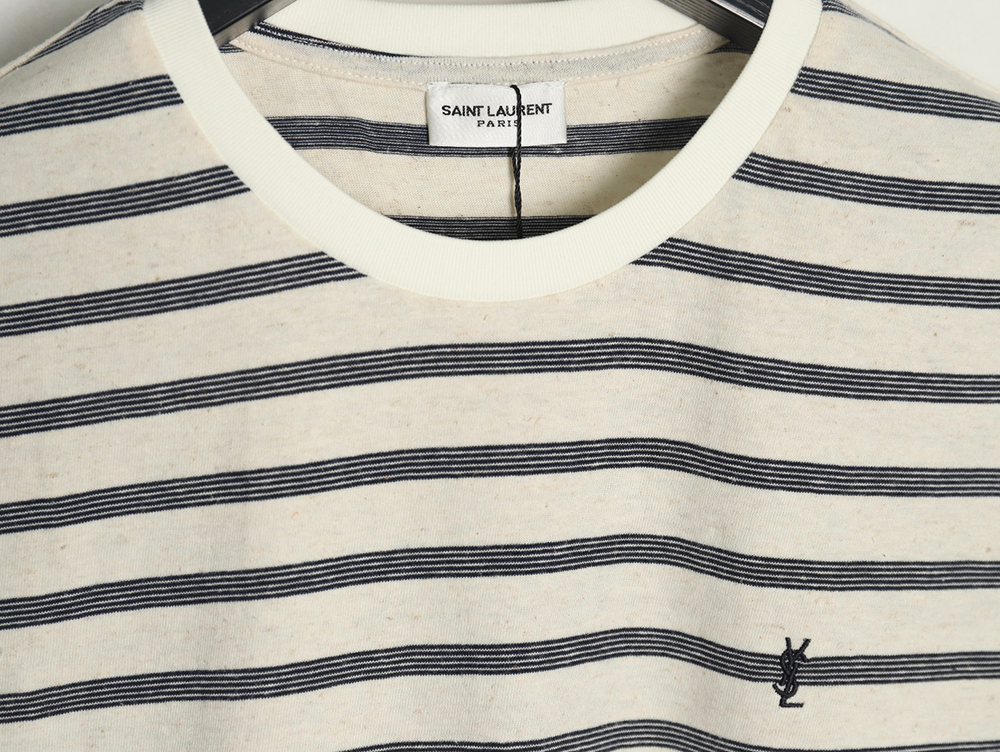 Sa**t Lau*nt black and white striped short-sleeved t-shirt