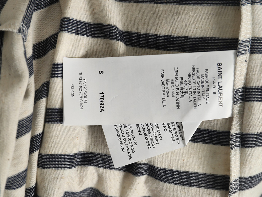 Sa**t Lau*nt black and white striped short-sleeved t-shirt