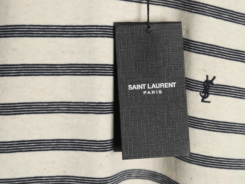 Sa**t Lau*nt black and white striped short-sleeved t-shirt