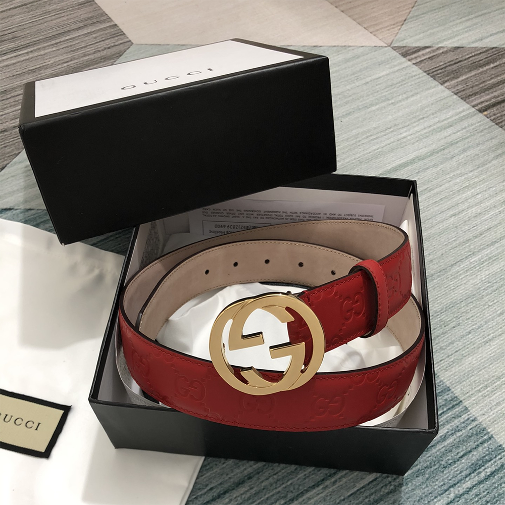 G*u*i interlocking double g buckle belt 813008