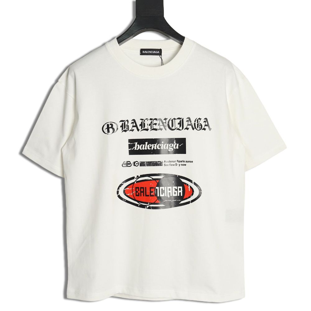 Ba*len*cia*ga destroyed letters short sleeve t-shirt