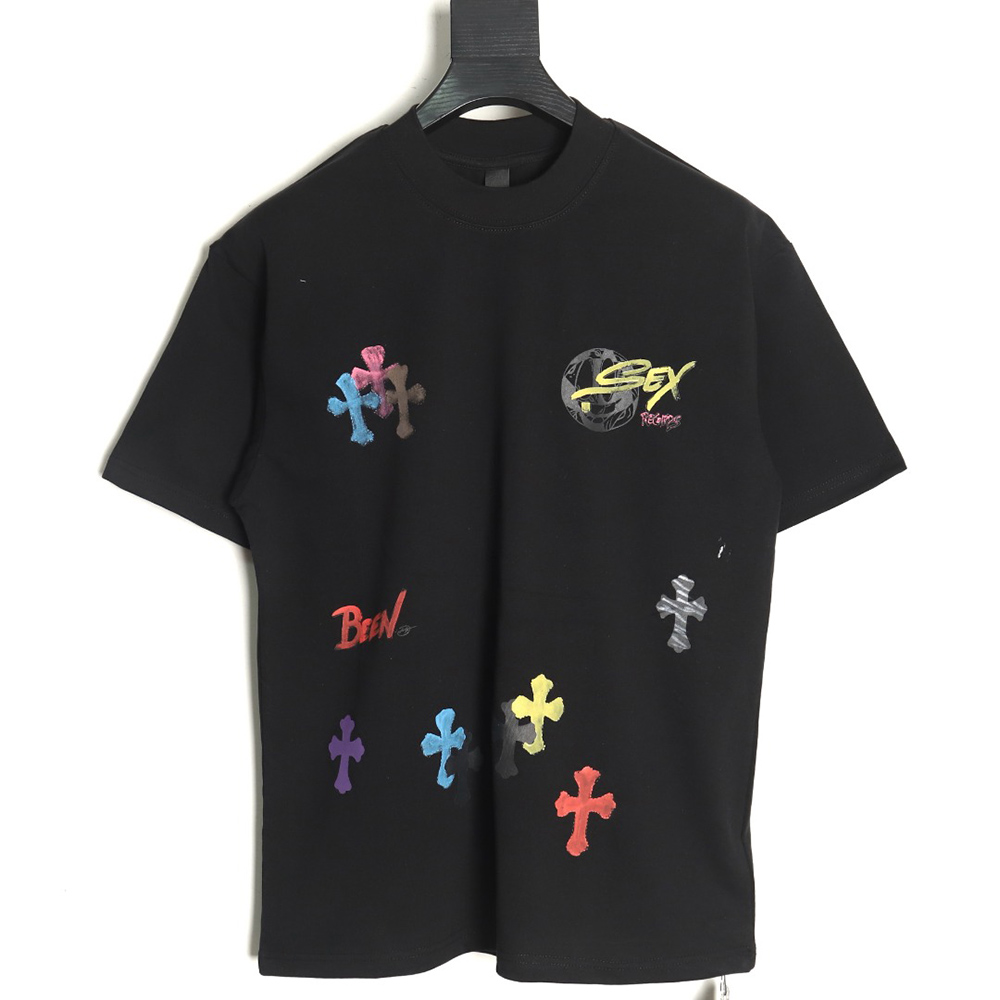 Ch**me He**ts painted cross short sleeve t-shirt