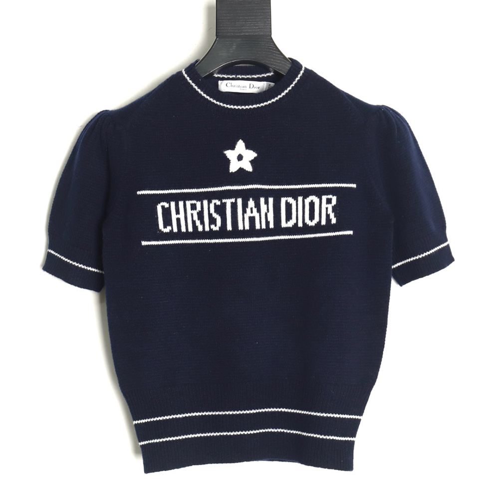 D*or letter knitted sweater short sleeves