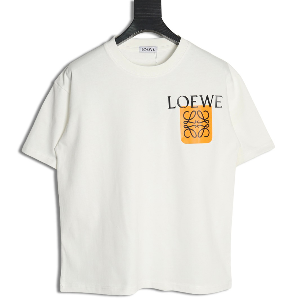 L0ew* fluorescent yellow label short-sleeved t-shirt