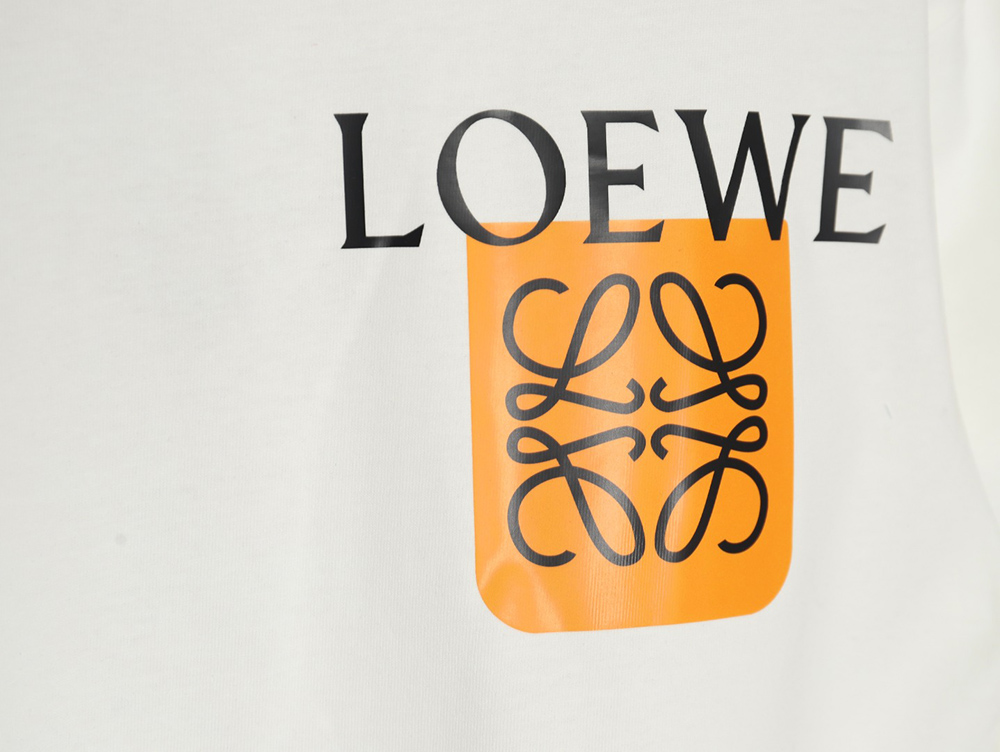 L0ew* fluorescent yellow label short-sleeved t-shirt