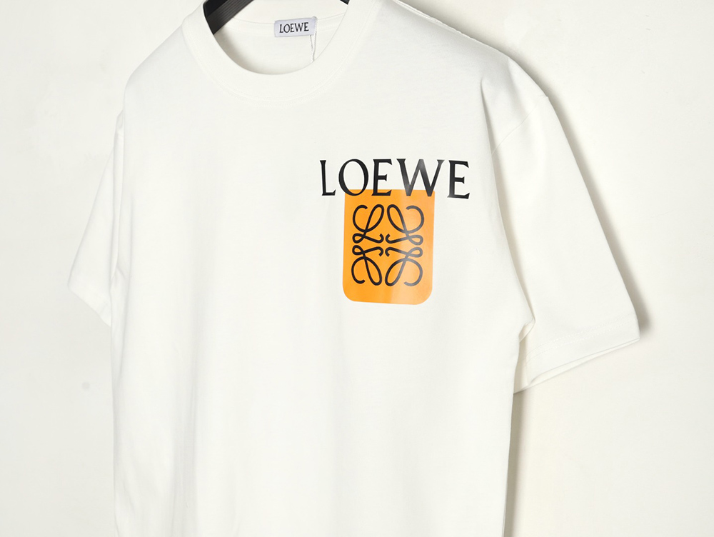 L0ew* fluorescent yellow label short-sleeved t-shirt