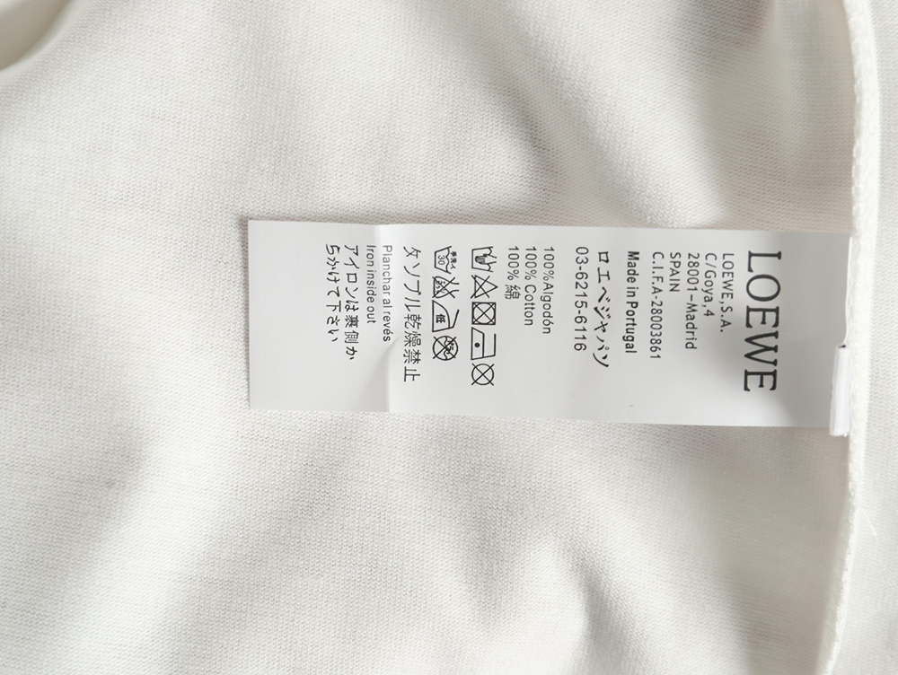 L0ew* fluorescent yellow label short-sleeved t-shirt