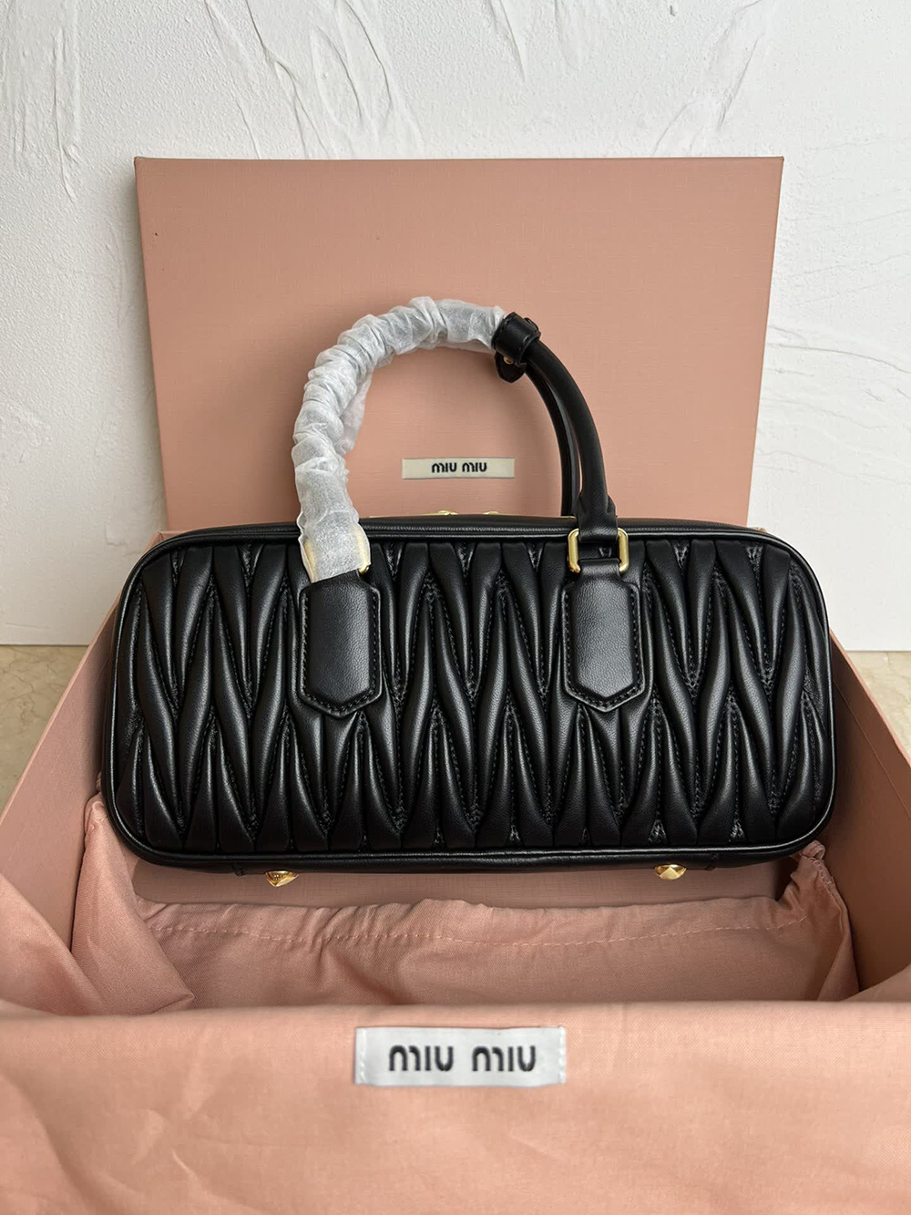 Miu Miu Arcadie matelassé nappa leather bags 5BB148 27*12*9cm