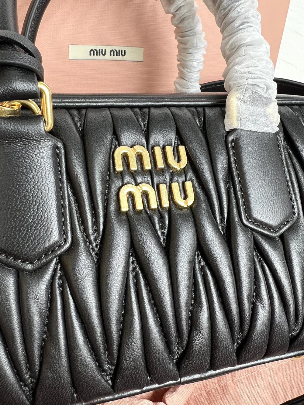 Miu Miu Arcadie matelassé nappa leather bags 5BB148 27*12*9cm