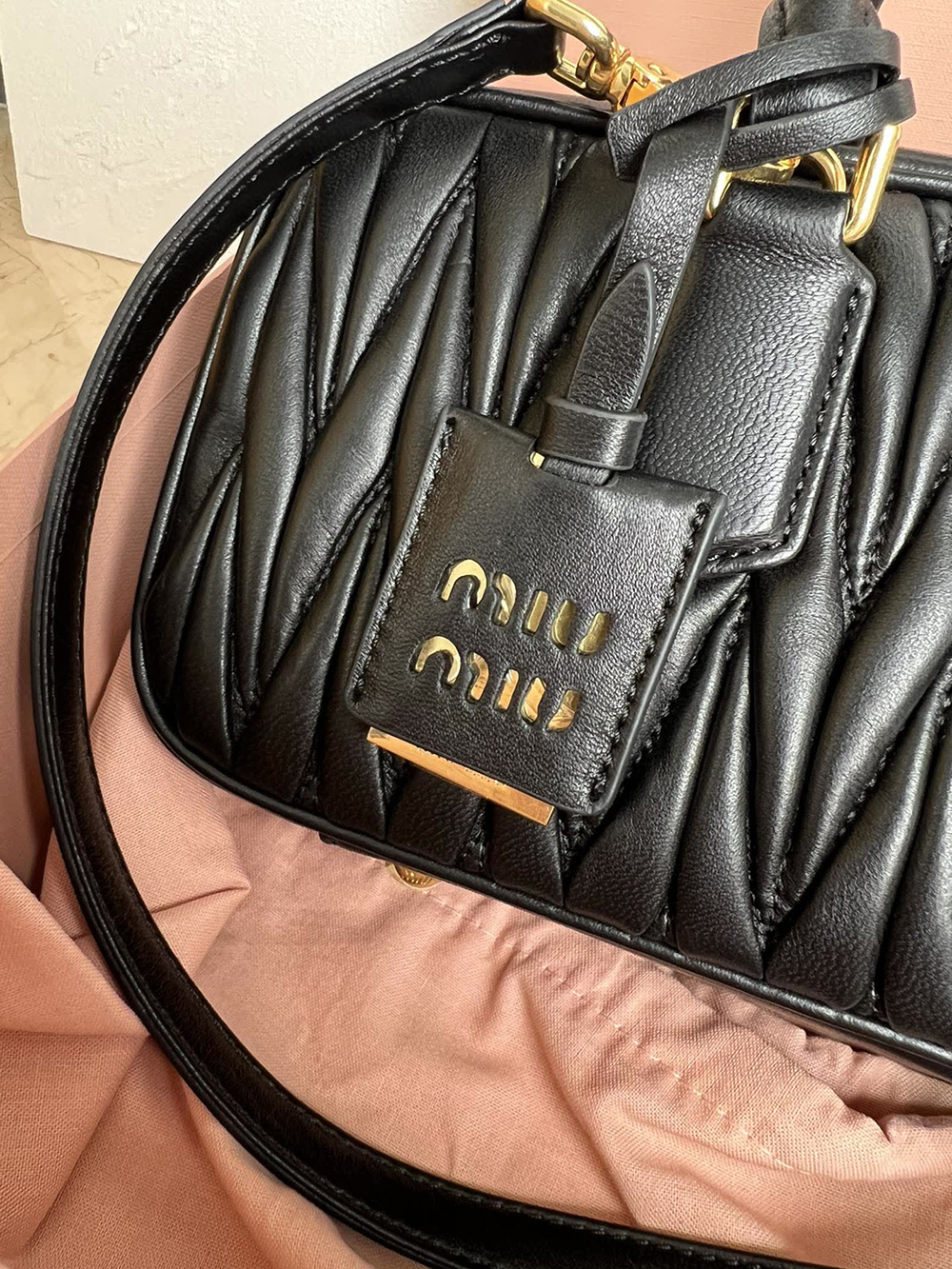Miu Miu Arcadie matelassé nappa leather bags 5BB148 27*12*9cm