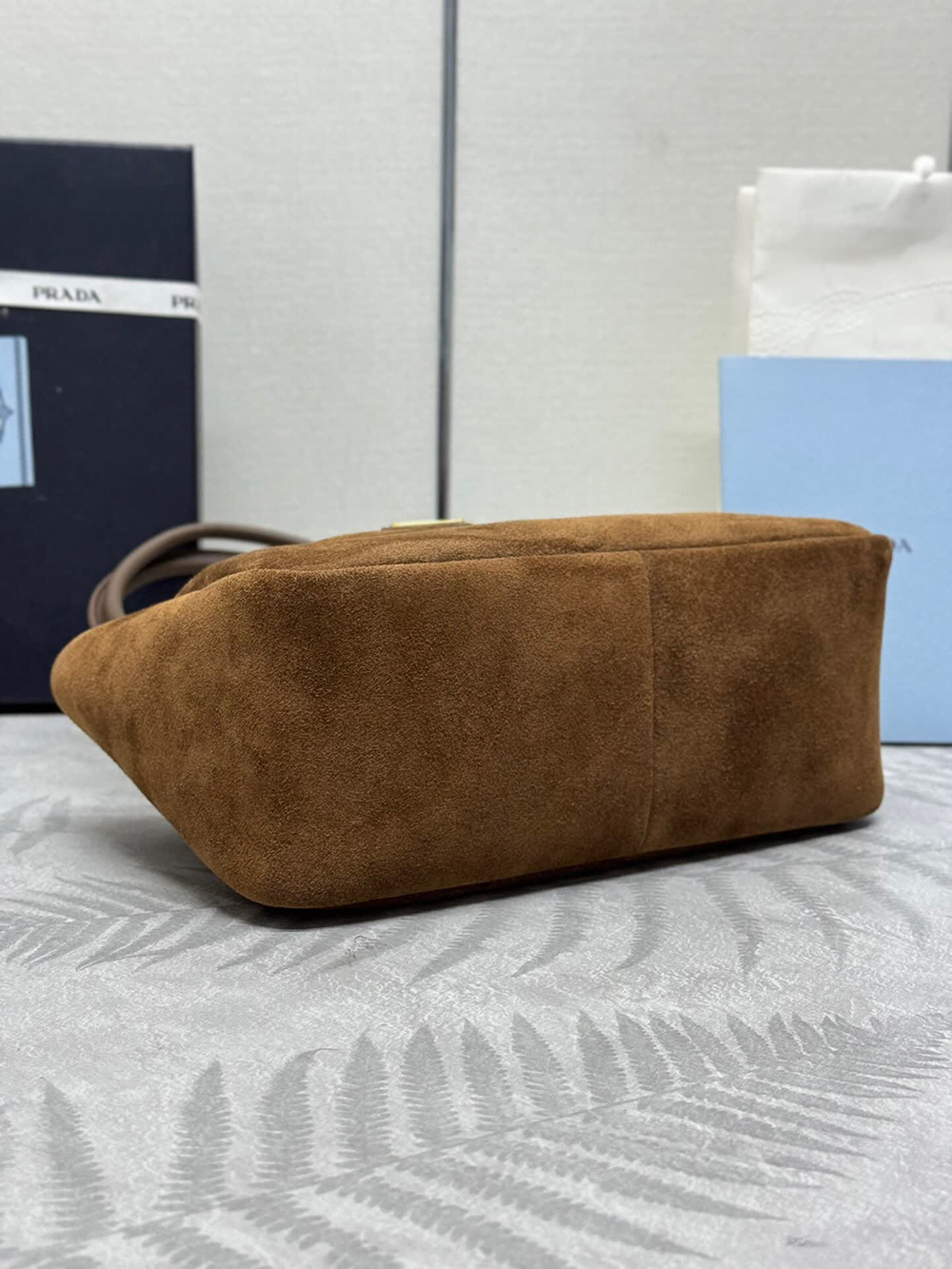 Pra*a suede shoulder bags 1ba444 10.5*28*16cm