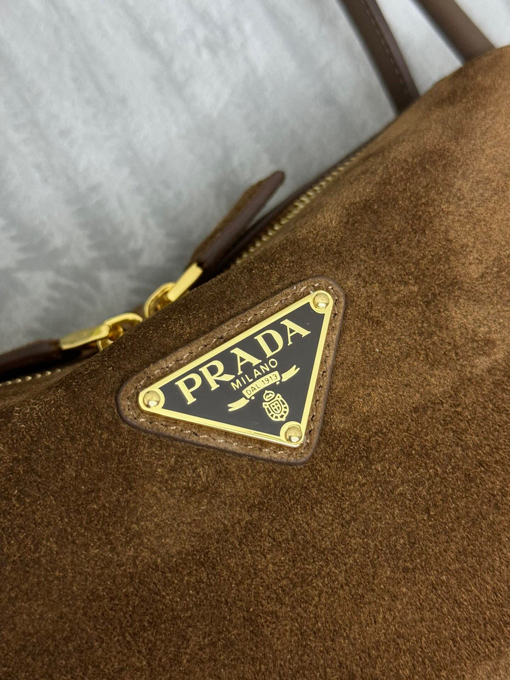 Pra*a suede shoulder bags 1ba444 10.5*28*16cm