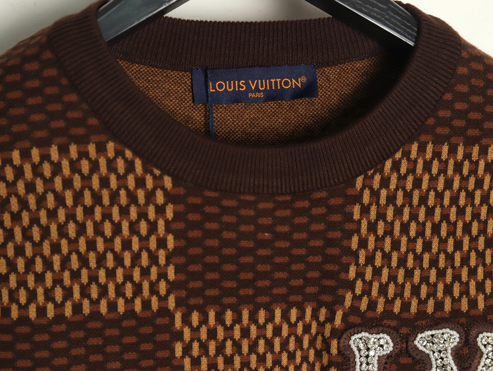 l0*is v*t0n pharrell Di*m*nd logo checkerboard knit short-sleeve