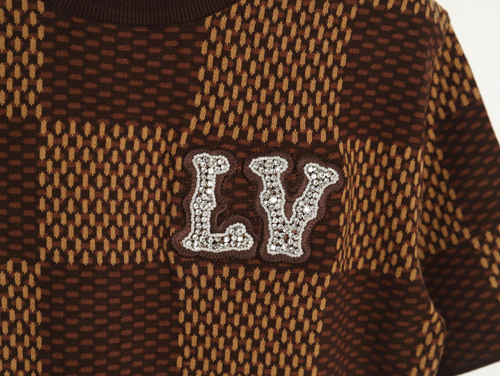 l0*is v*t0n pharrell Di*m*nd logo checkerboard knit short-sleeve