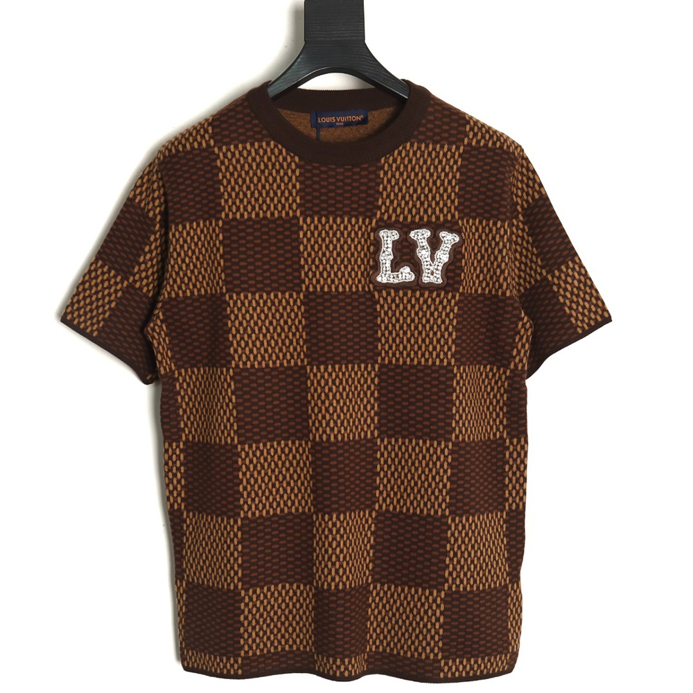 l0*is v*t0n pharrell Di*m*nd logo checkerboard knit short-sleeve
