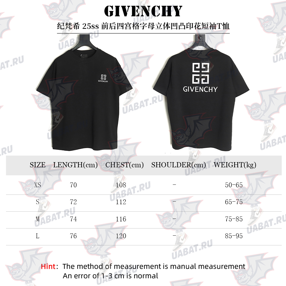 Givenchy four-square letter 3D printed short-sleeved T-shirt TSK1