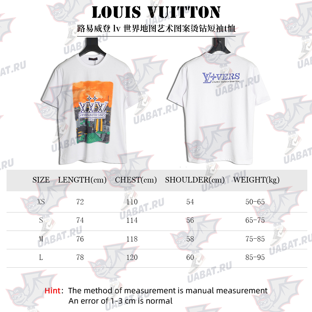 l0*is V*t0n world map art print rhinestone short sleeve t-shirt