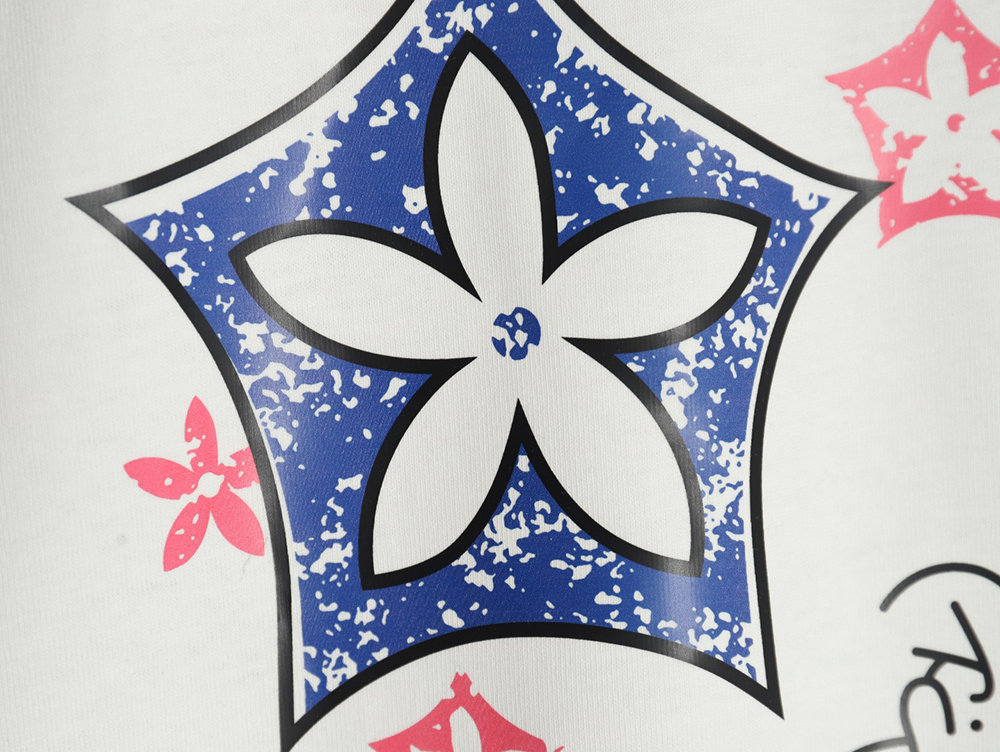 l0*is V*t0n four-flower short-sleeved t-shirt