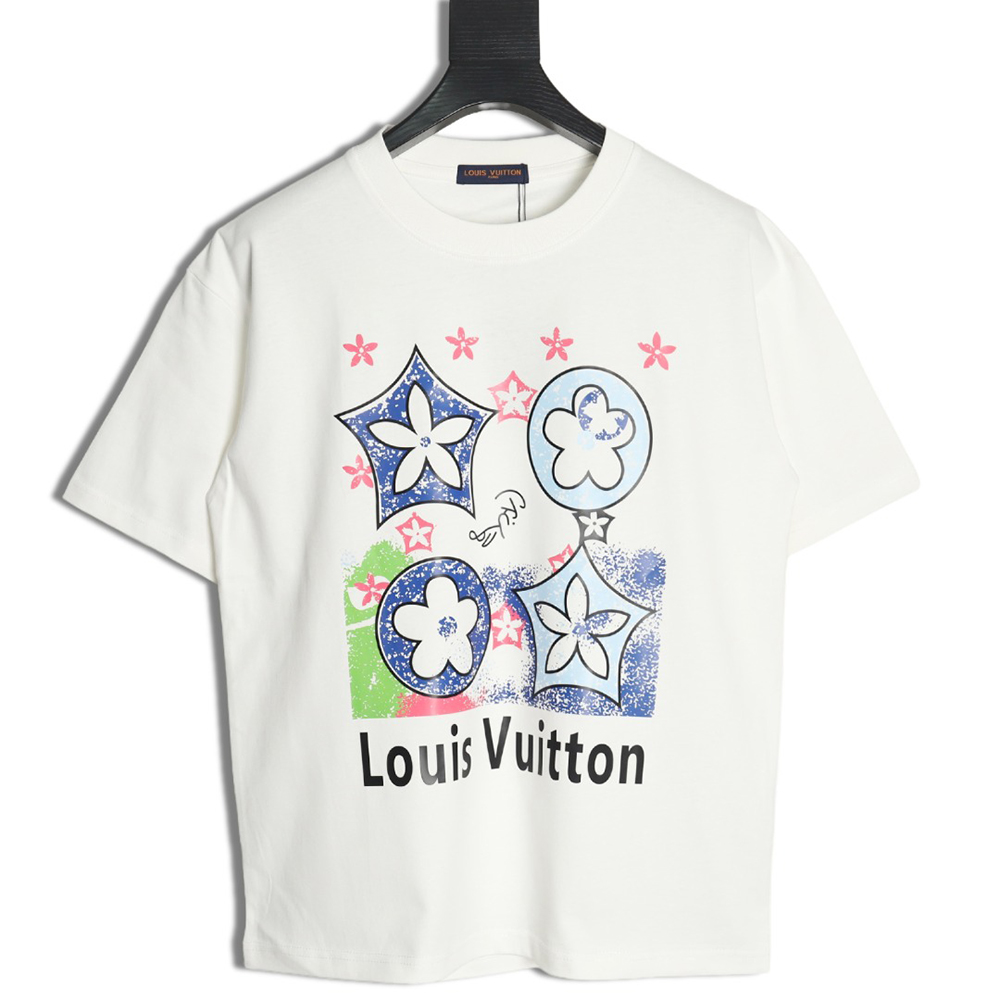 l0*is V*t0n four-flower short-sleeved t-shirt