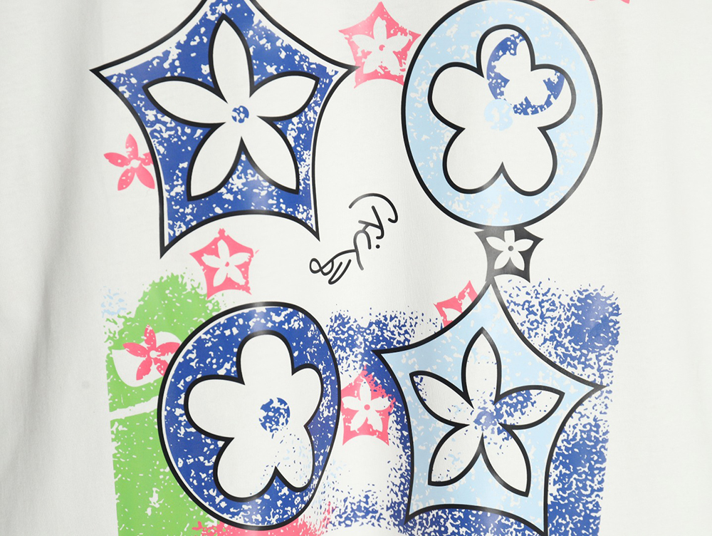 l0*is V*t0n four-flower short-sleeved t-shirt