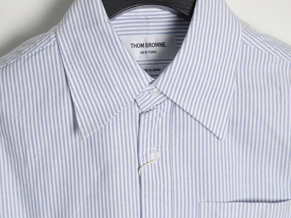 Thom Browne Striped Oxford Classic Four Stripe Long Sleeve Shirt