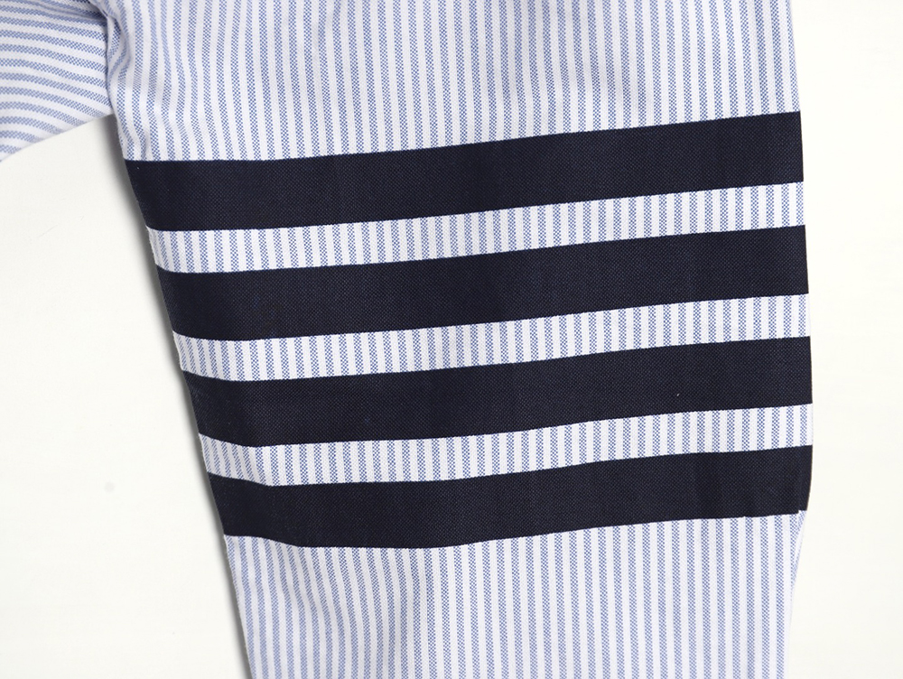 Thom Browne Striped Oxford Classic Four Stripe Long Sleeve Shirt
