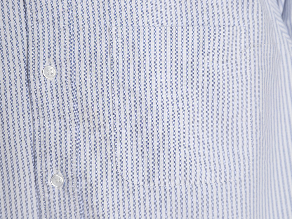 Thom Browne Striped Oxford Classic Four Stripe Long Sleeve Shirt