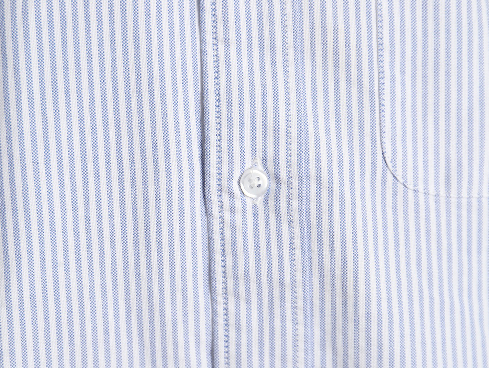 Thom Browne Striped Oxford Classic Four Stripe Long Sleeve Shirt