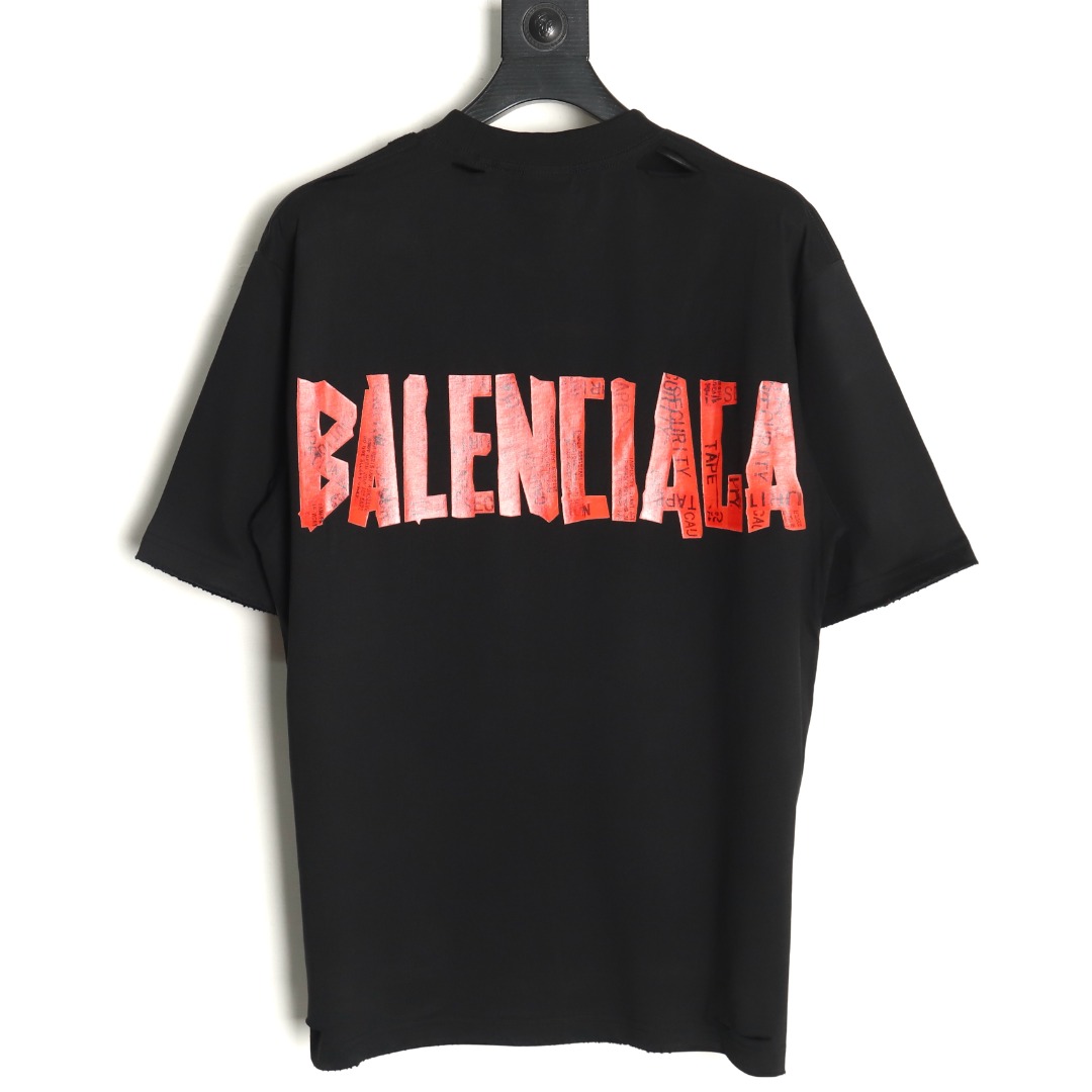 Ba*len*cia*ga tape print short sleeve t-shirt