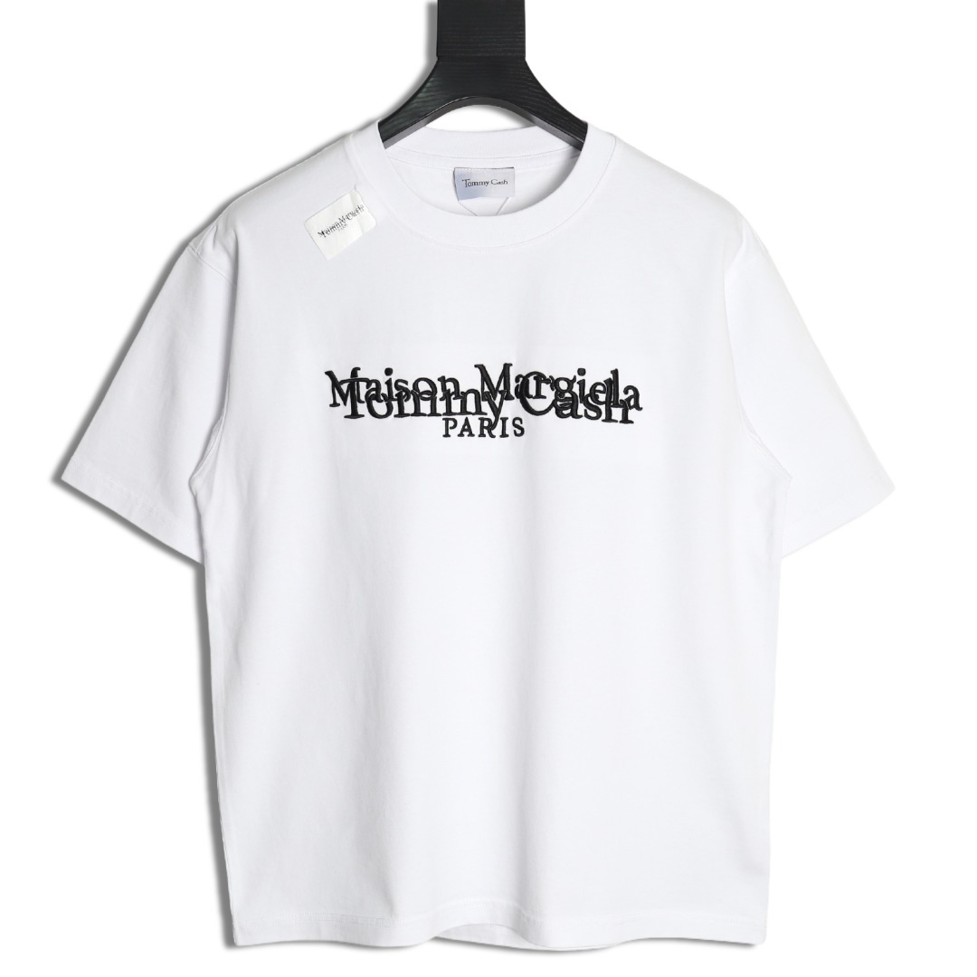 ma*s*n Ma*i*la & tommy cash embroidered logo crew neck short sleeve t-shirt